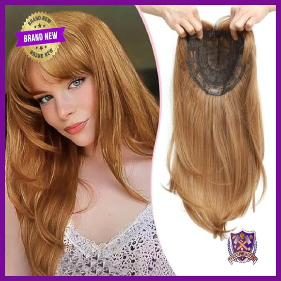 18in Synthetic Hair Topper with Bangs Large Base Clip-in Wiglet main image 7